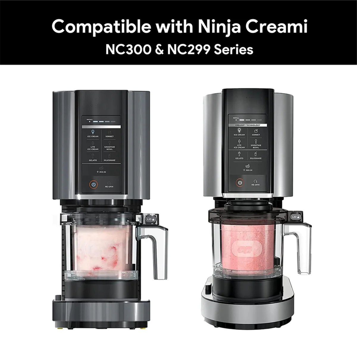 Ice Creami Pints and Lids Replacement Set 16oz Cups for Ninja Creami NC301, NC300, NC299AMZ Series Ice Cream Maker