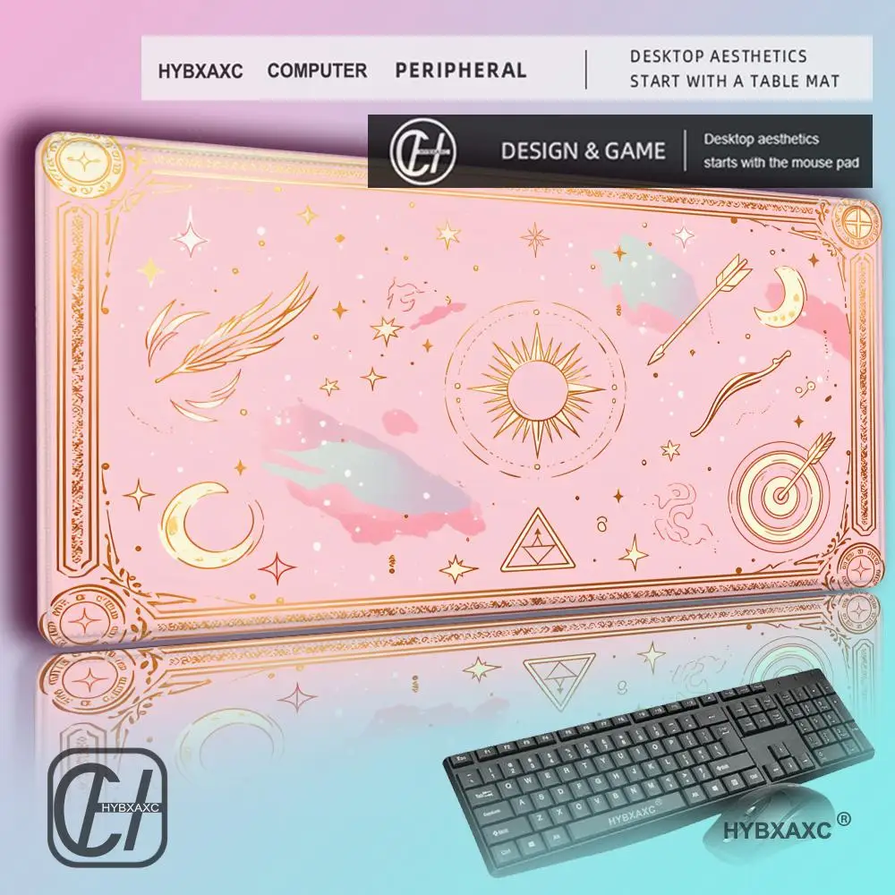 

HYBXAXC Pink Moon Stars Card Magic Party Game Mat Durable Rubber for MTG&TCG Games Mouse Pad Offices Desk Mats Friendly Design