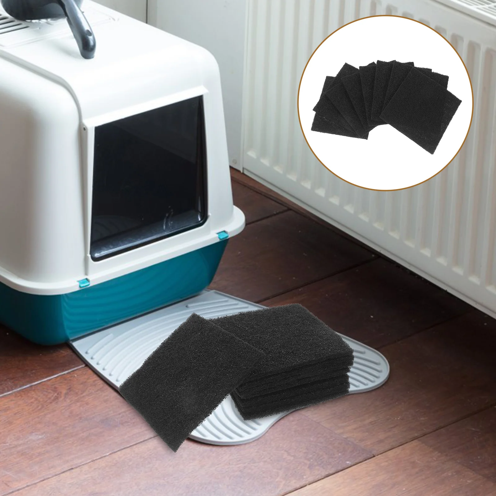 

8Pcs Activated Charcoal Filters High Efficiency Odor Absorber Kitchen Compost Bin Litter Box Carbon Filter Pads