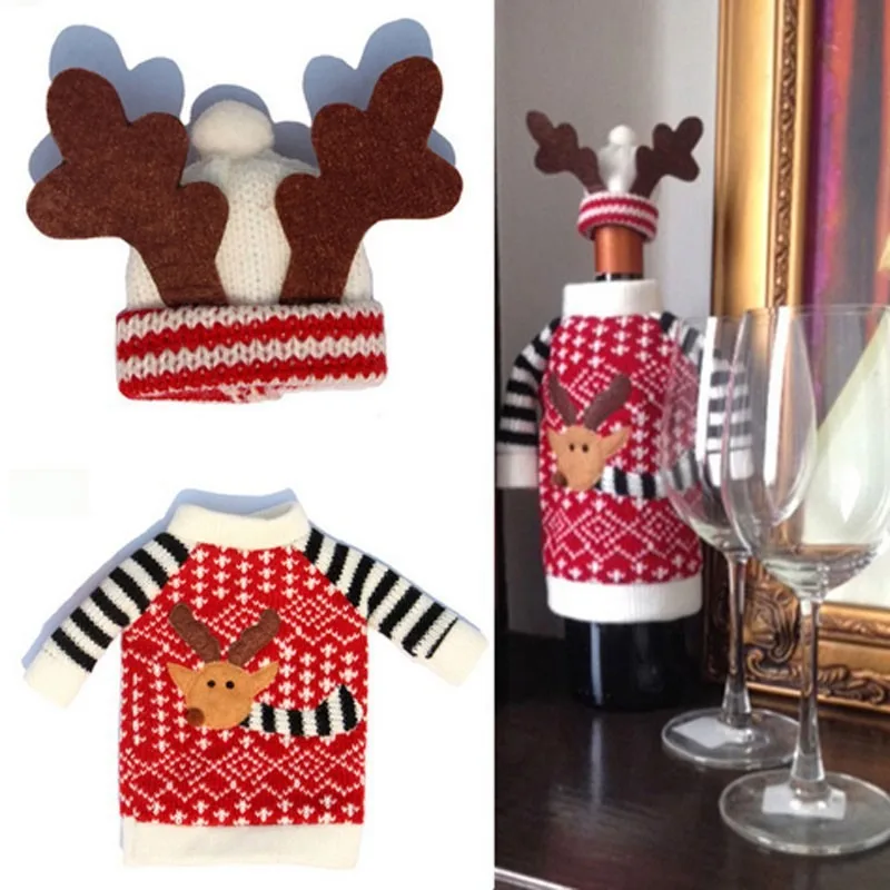 Wine Bottle Bag Creative Cartoon Clothes Wine Set Moose Group Champagne Bottle Bag Christmas Party Decoration Supplies