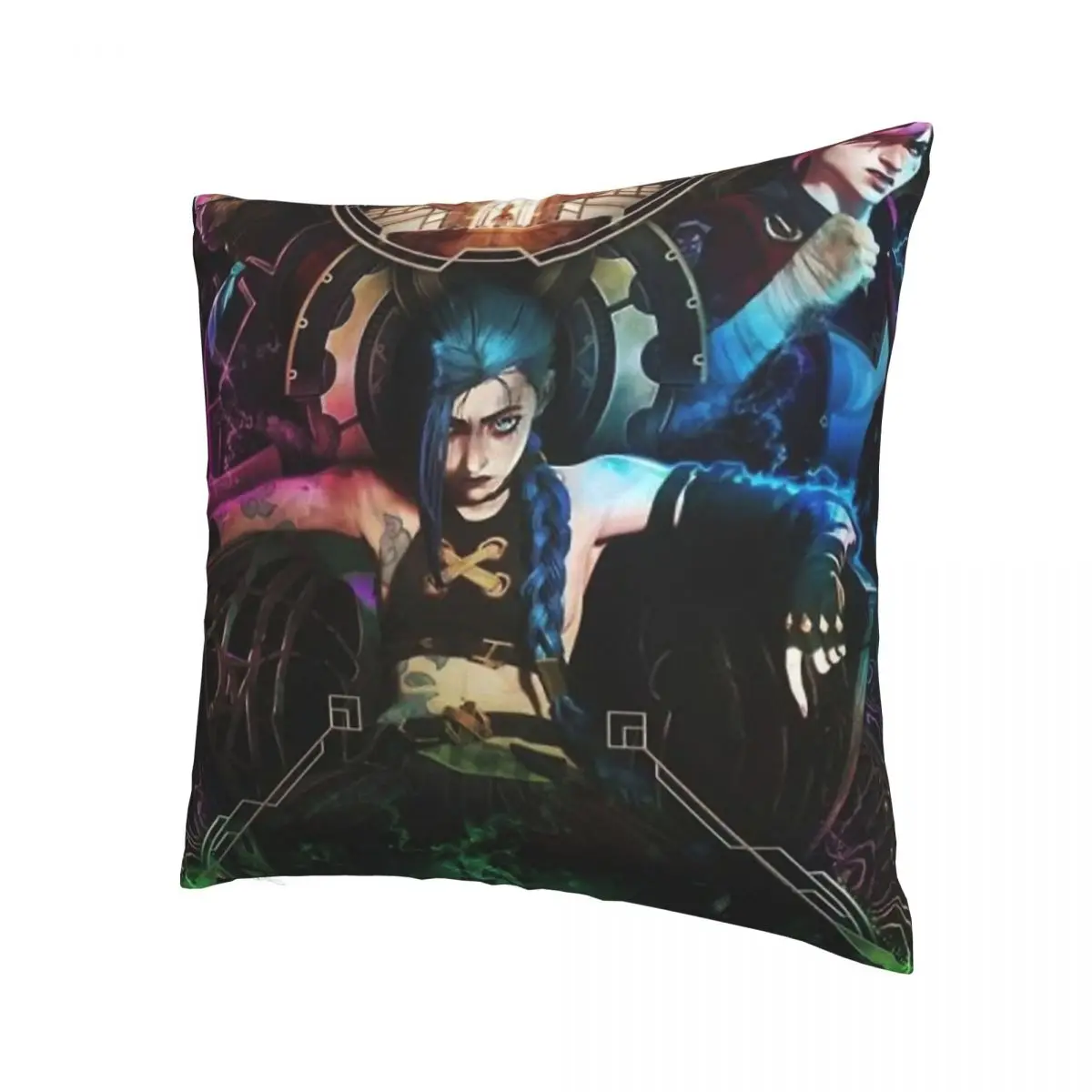 Jinx Polyester Cushion Cover Arcane League of Legends For Sofa Chair Decorative Washable