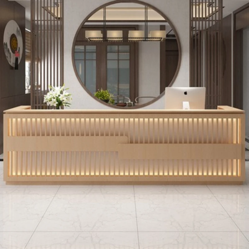 مكاتب الاستقبال الرجعية الجديدة على الطراز الصيني مكاتب الاستقبال المنزلية الحلاق متجر صالون تجميل أثاث المكاتب ВВНКДТ ZY40JDT #3