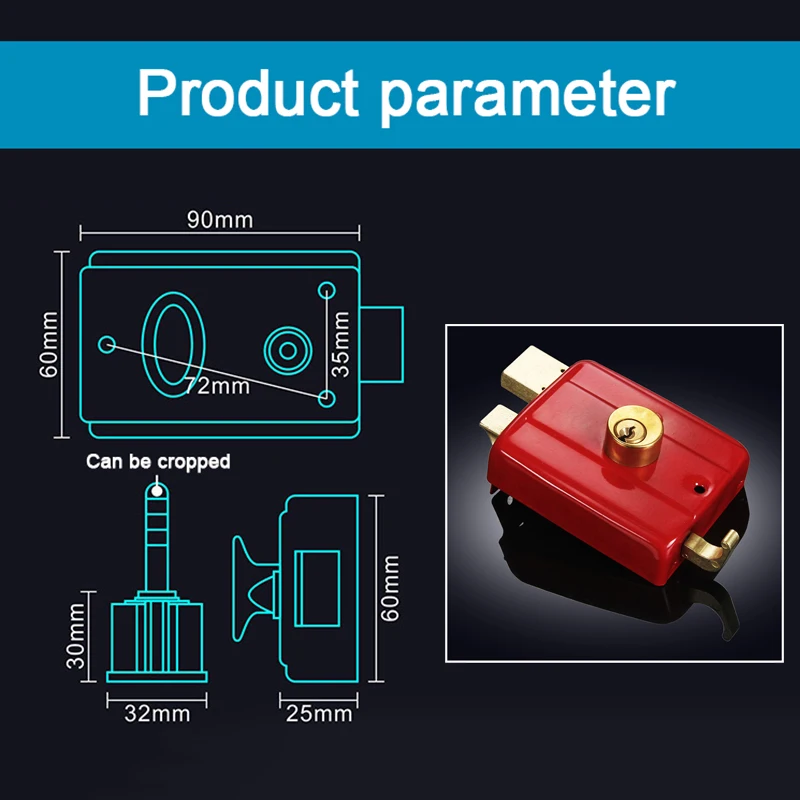 566-type Red Door Lock With Rim Lock Strong Deadbolt Home Security Universal Copper Exterior Anti-theft Wooden /Iron Door Lock