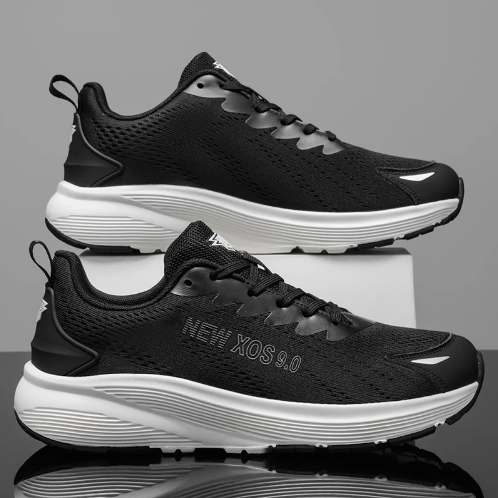 

Men's Wide Toe Box Sports Sneakers Breathable Mesh Casual Running Shoes White Black