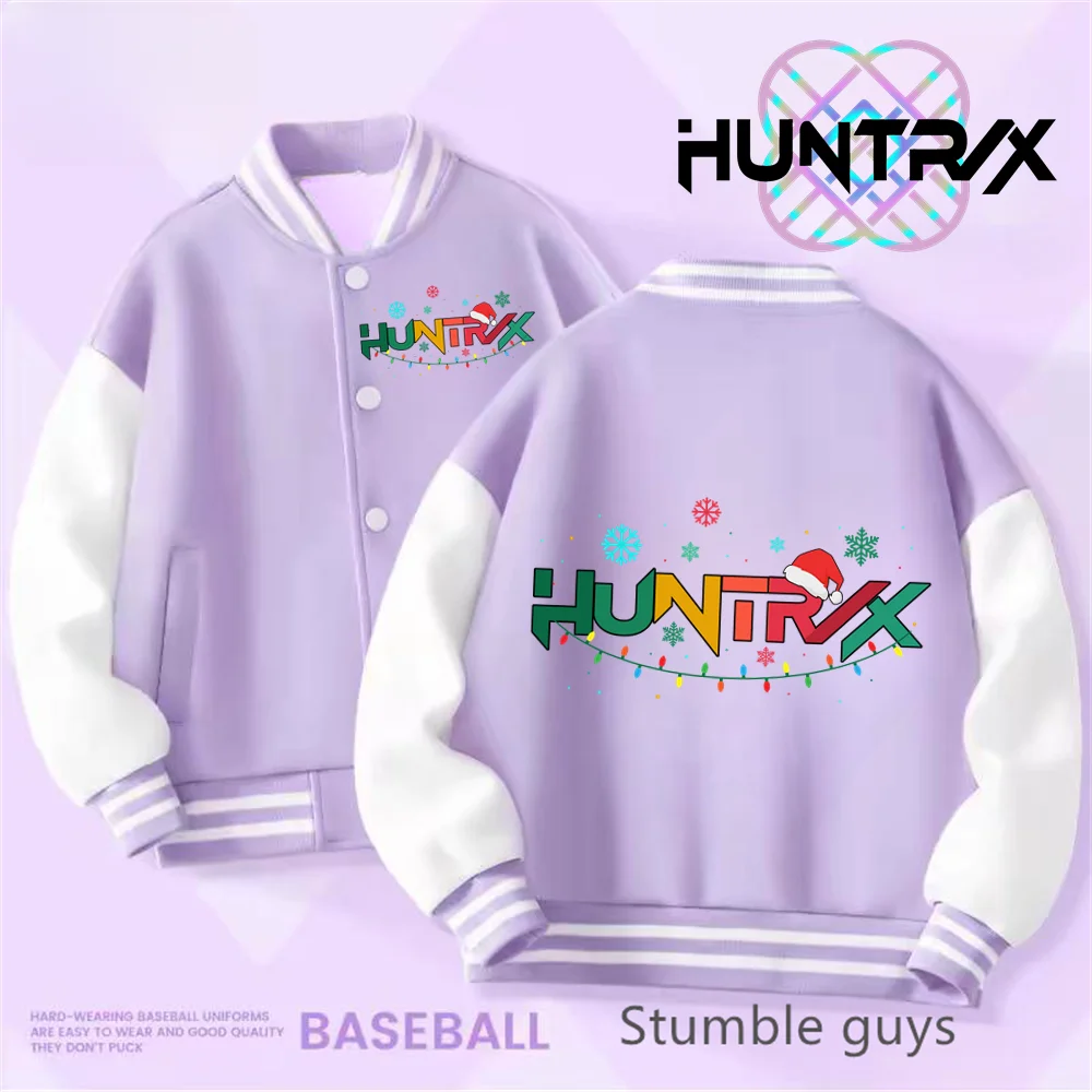 K-Pop Demon Hunter Kinder-Baseballuniform, Sporthemd für Jungen, Cartoon-Druck, lässiger Top-Mantel für Mädchen, Frühlings-/Sommerjacke