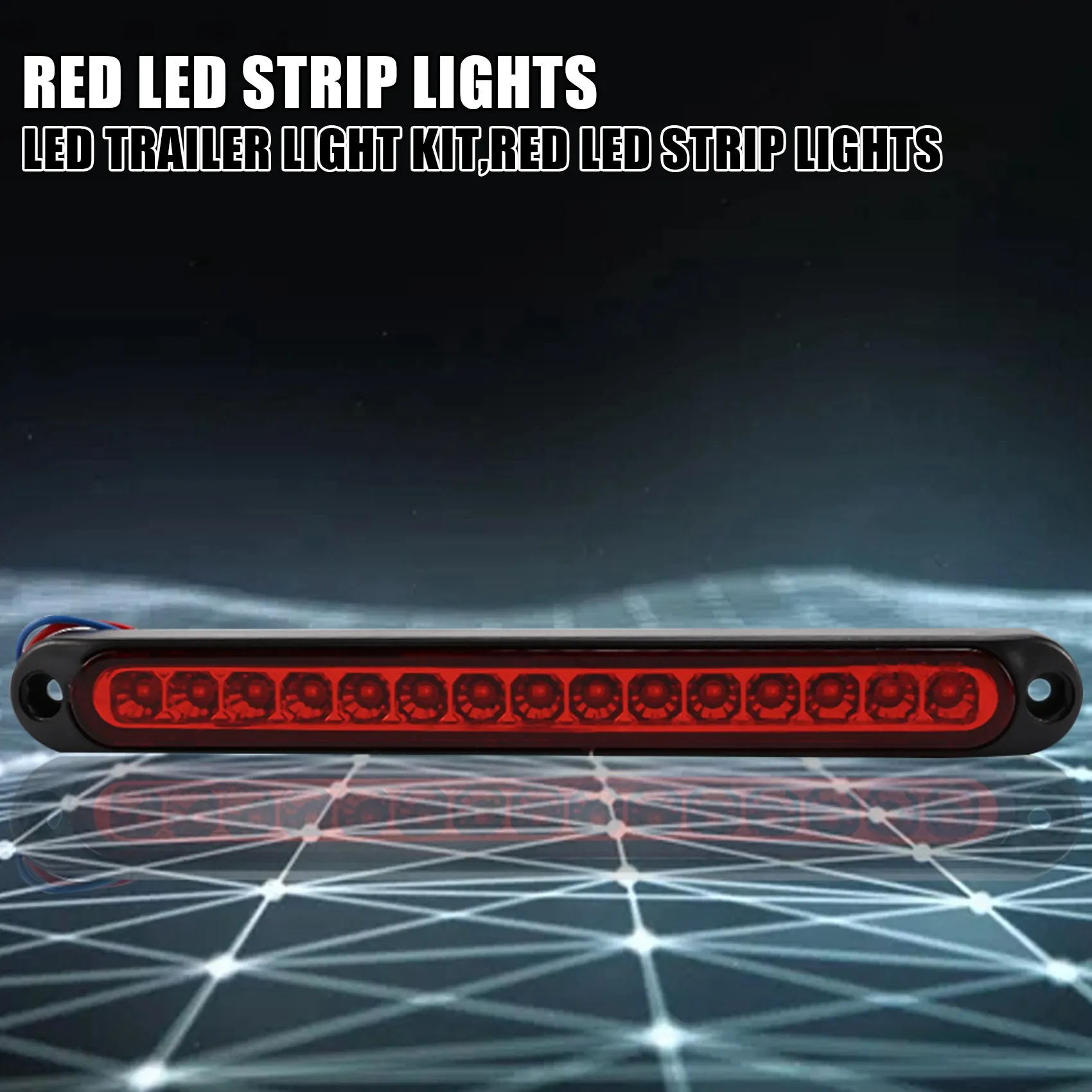 2Pcs 10 inch 15 LED Trailer Truck RV Stop Tail Rear Brake Turn Light Bar Stop Rear Side Marker Lights Waterproof (Red)