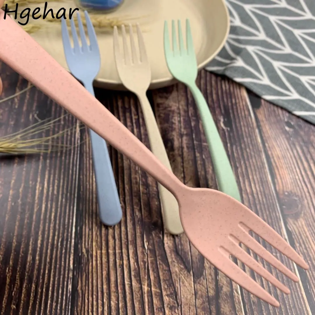 Wheat Straw Forks Fruit Dessert Cake Fork Household Eco-friendly Reusable Tableware Durable Tenedores Creative Salad Horquilla