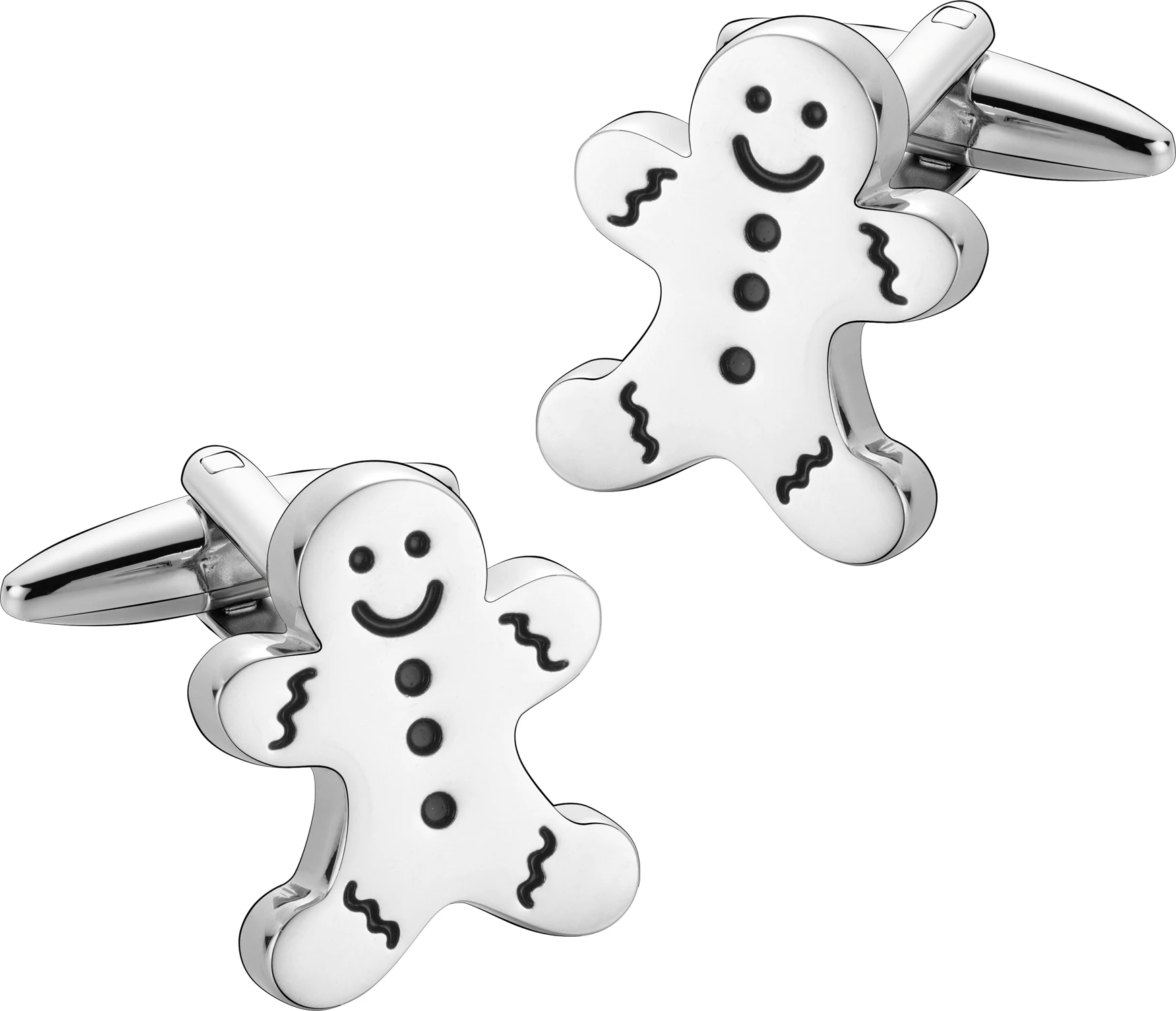 Novelty Gingerbread Man Cufflinks for Men 19mm Christmas Themed Shirt Cufflinks Festive Party Gift Enamel Cuff Links