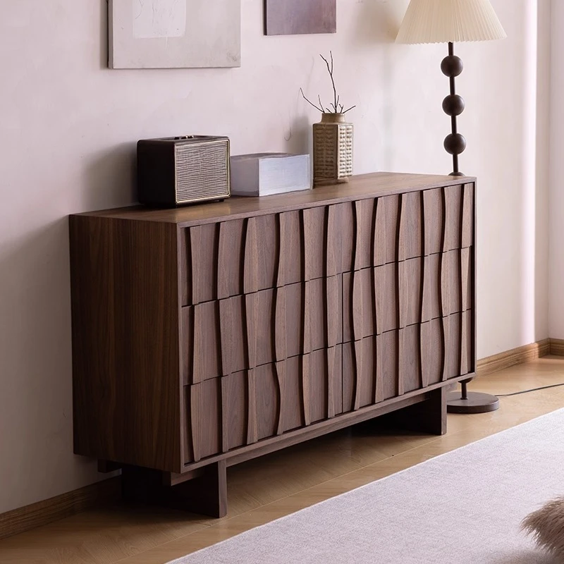 medieval style all solid wood six-chest cabinet, black walnut card cabinet, master binst the wall