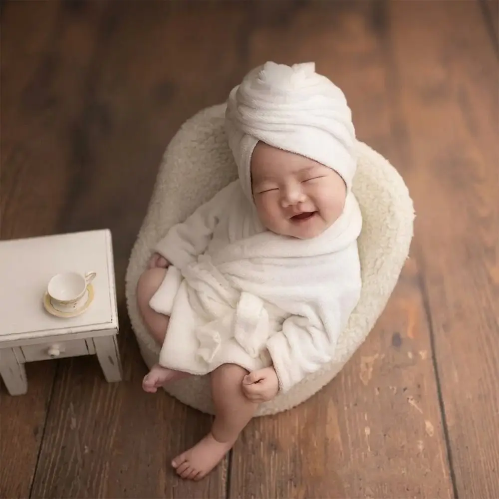 Cute Photography Props Newborn Baby Bathrobes Slippers Cucumber Photo Props with Headband Infant Robe Outfits Baby Photoshoot