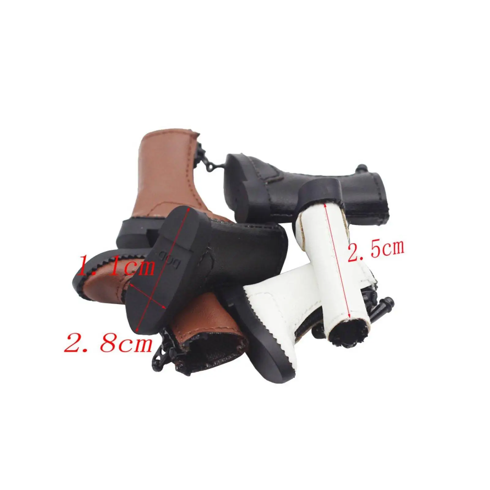 1/12 Scale Doll Shoes Front Zipper Boots for OB11 BJD PU Leather Mini Ankle Boots Versatile Colors for Doll Fashion