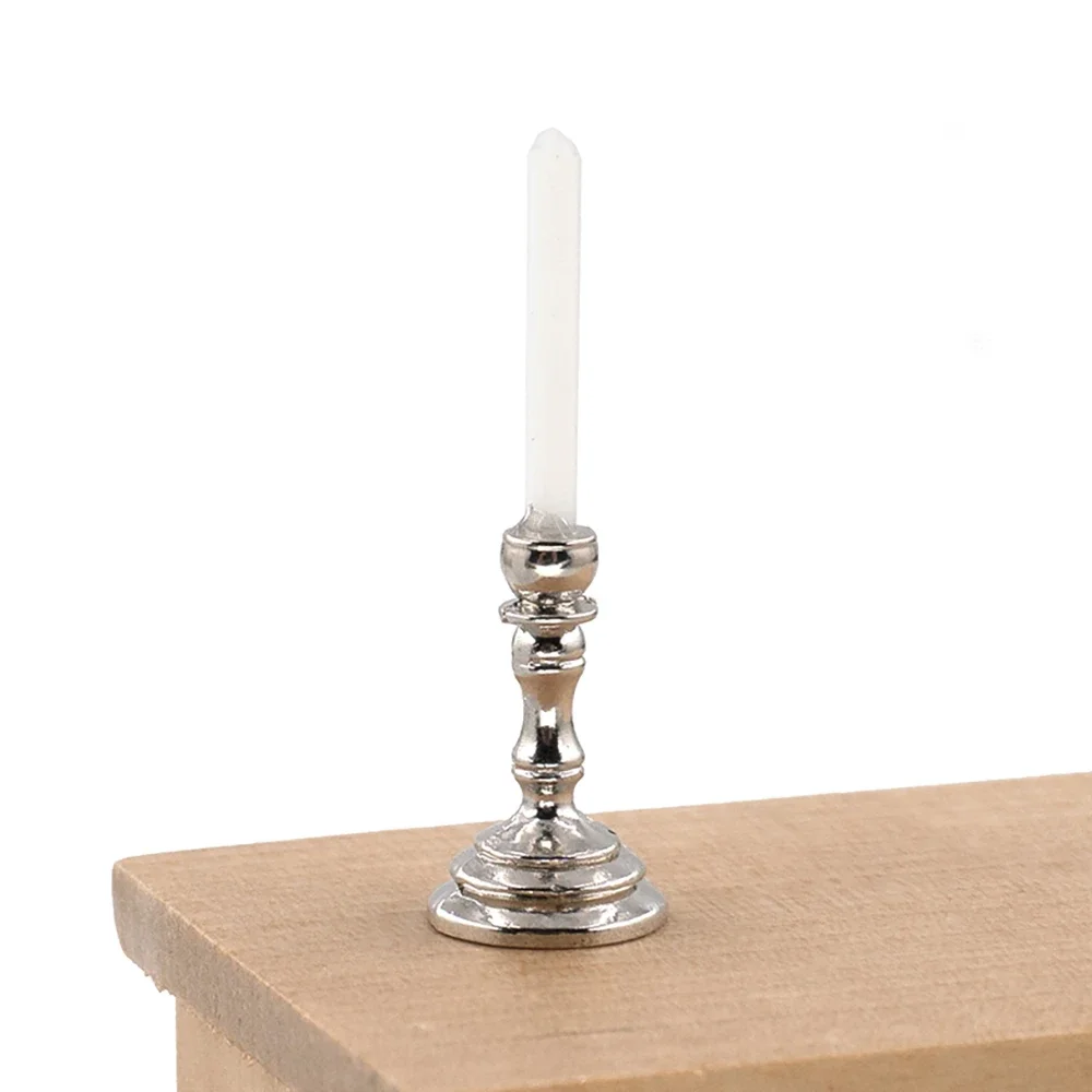1Pcs 1/12 인형 집 미니어처 금속 촛대 모델 장난감 인형 집 액세서리 장식 ob11 bjd에 대 한 미니 촛불