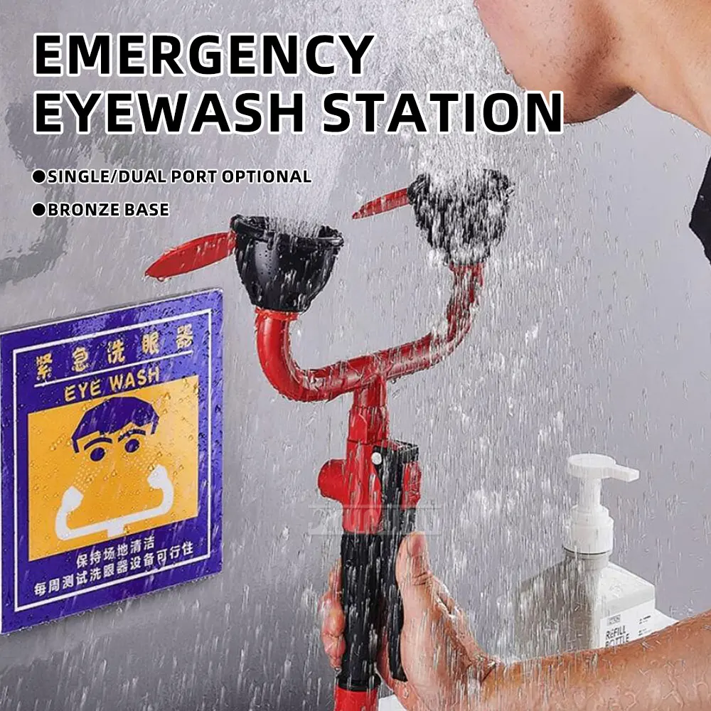 Copper Powder-Coated Laboratory Dual-Outlet emergent Eye Wash Station—Benchtop, Portable, or Wall-Mounted Eye Wash Unit