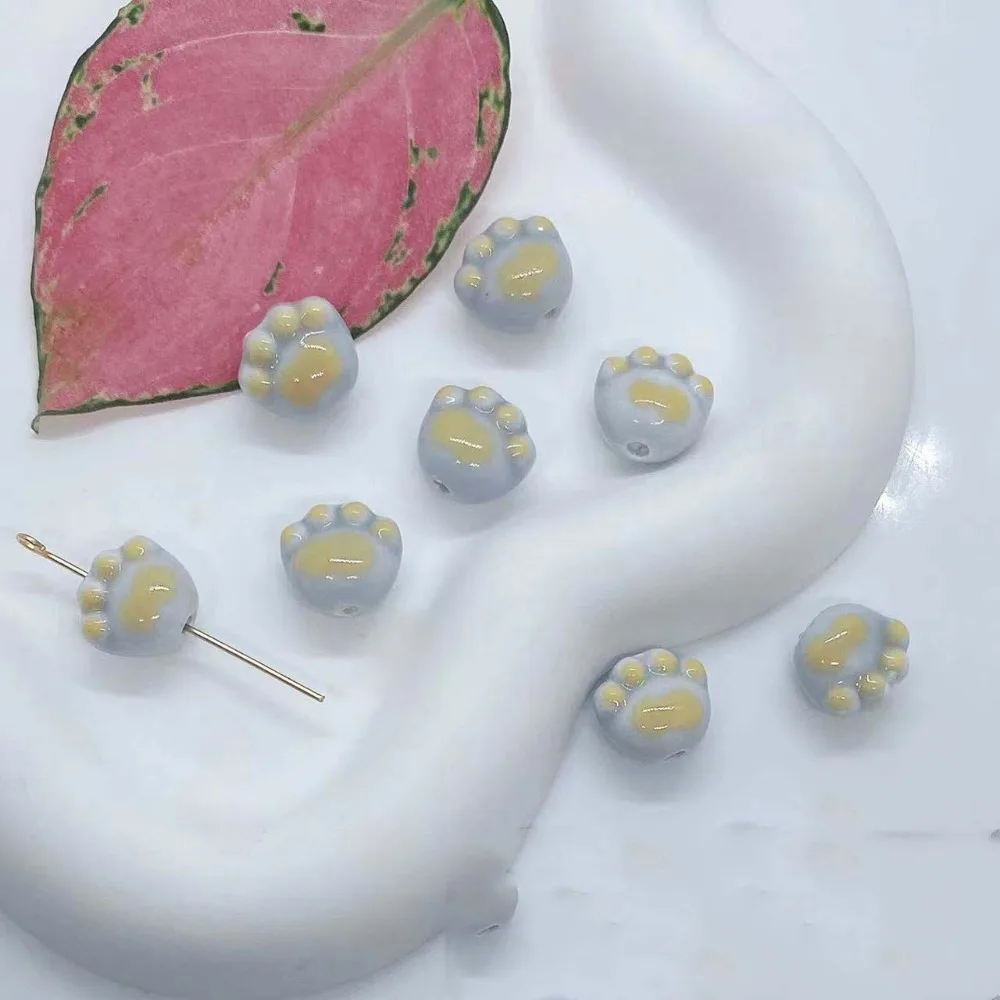 10 قطعة الحرفية اليدوية القط باو الخرز السيراميك الكرتون تصميم السيراميك فاصل فضفاض الخرز سوار صنع عدة DIY بها بنفسك الملحقات