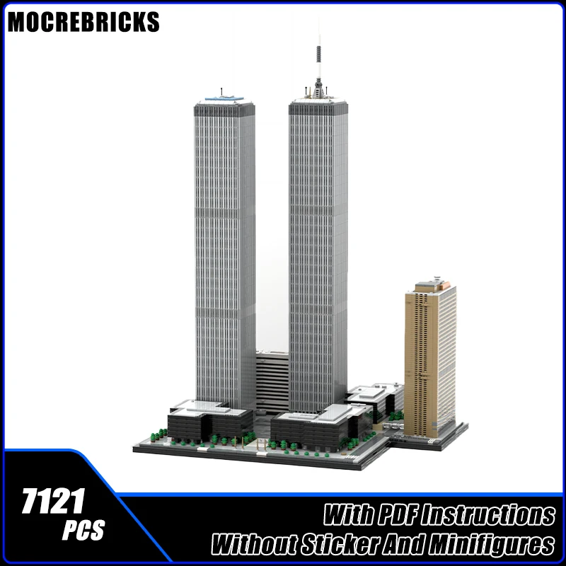 Urban Street View New York World Trade Center Architecture Building Blocks Sets Tower Edifice Bricks Assembly Toys Kid‘s Gifts