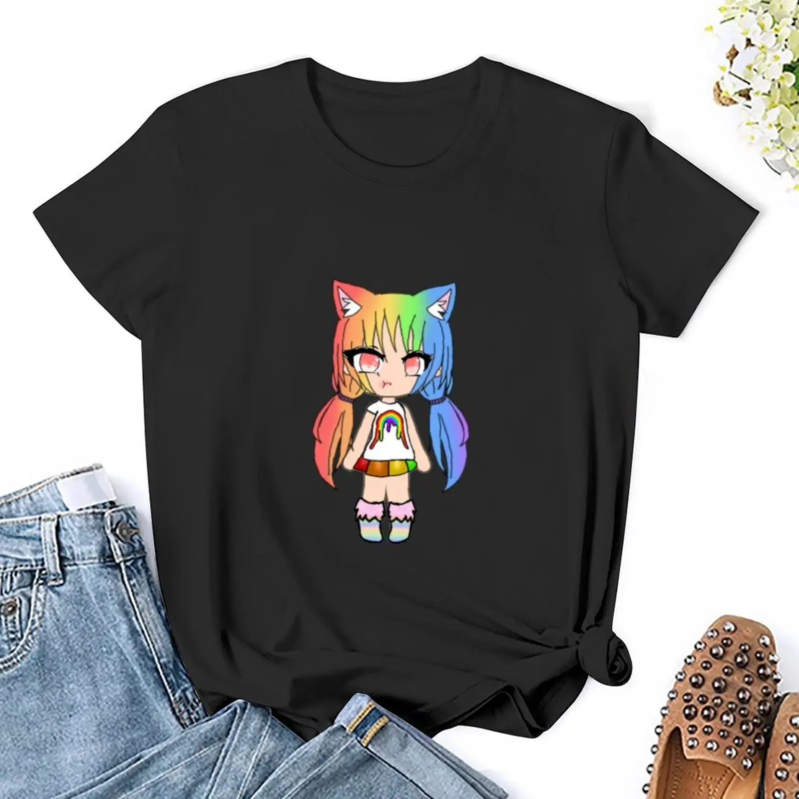 Gacha Life - Cute Gacha Girl - T-Shirt korean fashion Blouse animal print Short sleeve tee clothes for Women