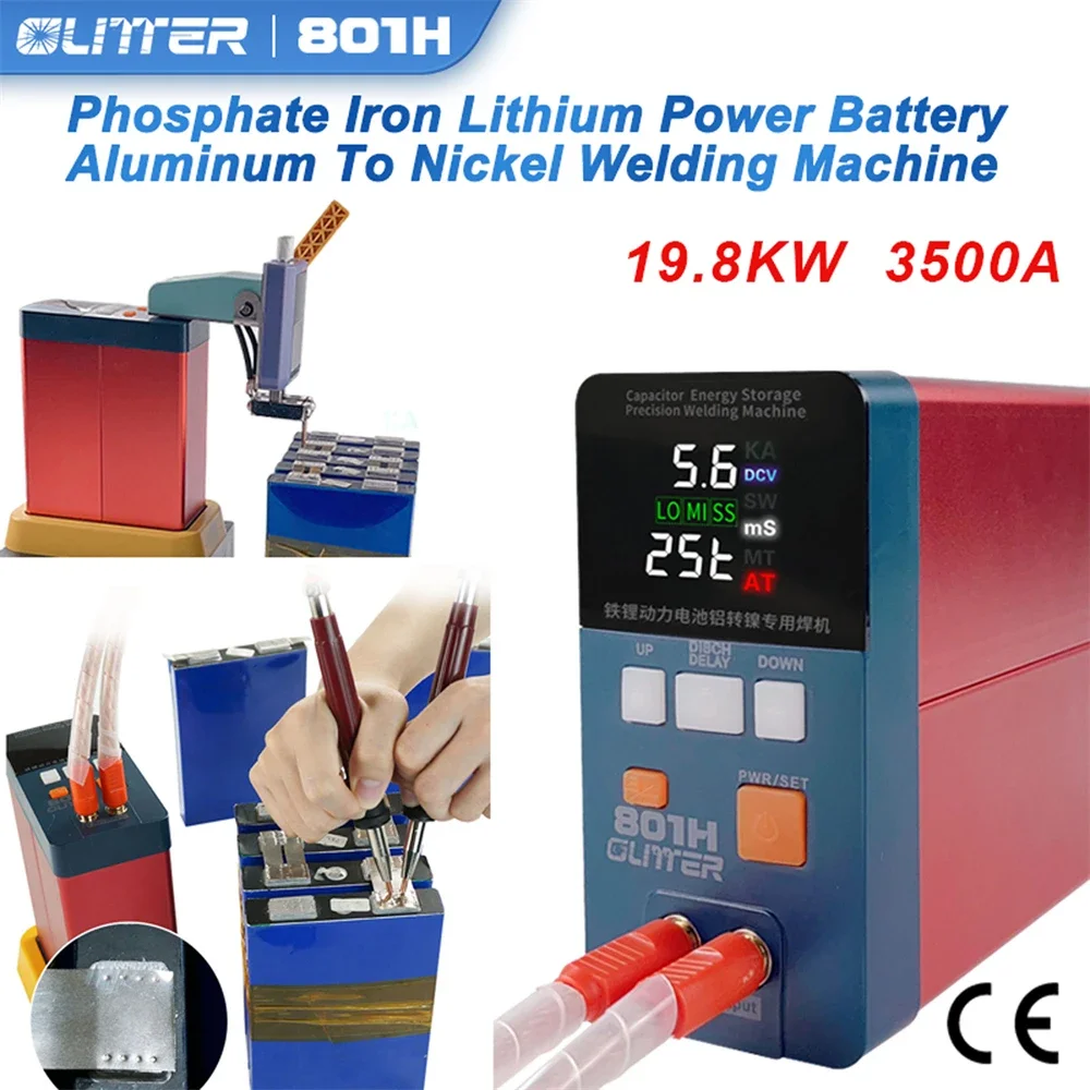 801H Lithium Battery Spot Welder 19.8KW 3500A 238J Capacitor Inverter Energy Storage Pulse Handheld Welding Machine