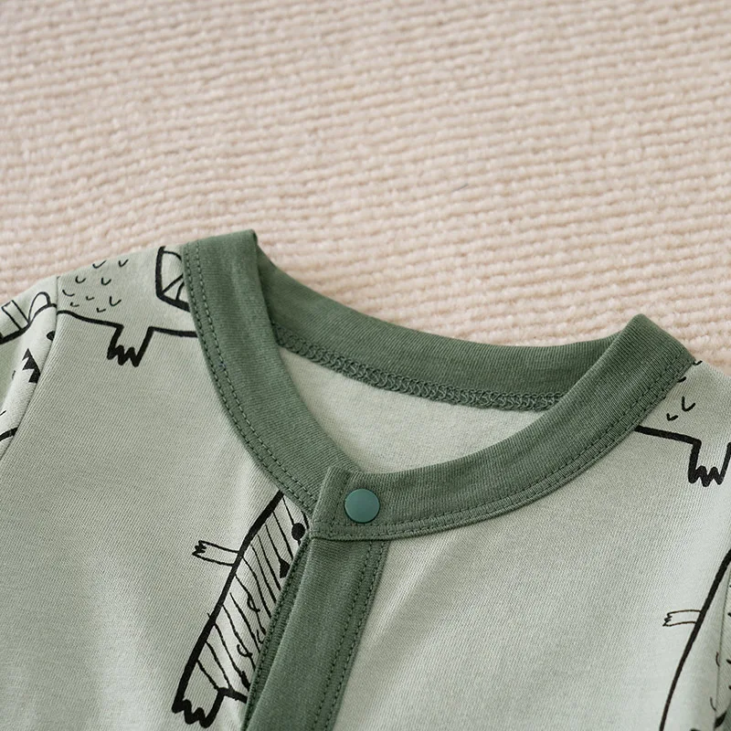 Baby, Newborn, And Toddler Clothing Cute Cartoon Dinosaur Print Comfortable Cotton Long Sleeved Spring And Autumn Jumpsuit