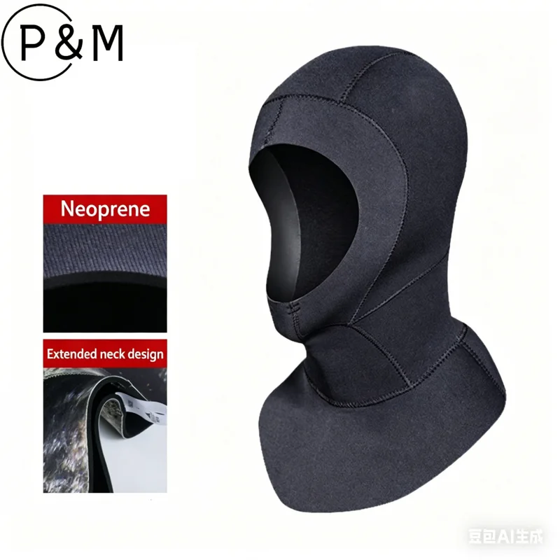 

Men's 3/5MM Thickened Diving Hat, Thermal Face Mask & Gloves Set, Cold Proof Wetsuit Hood For Swimming Surfing Deep Diving