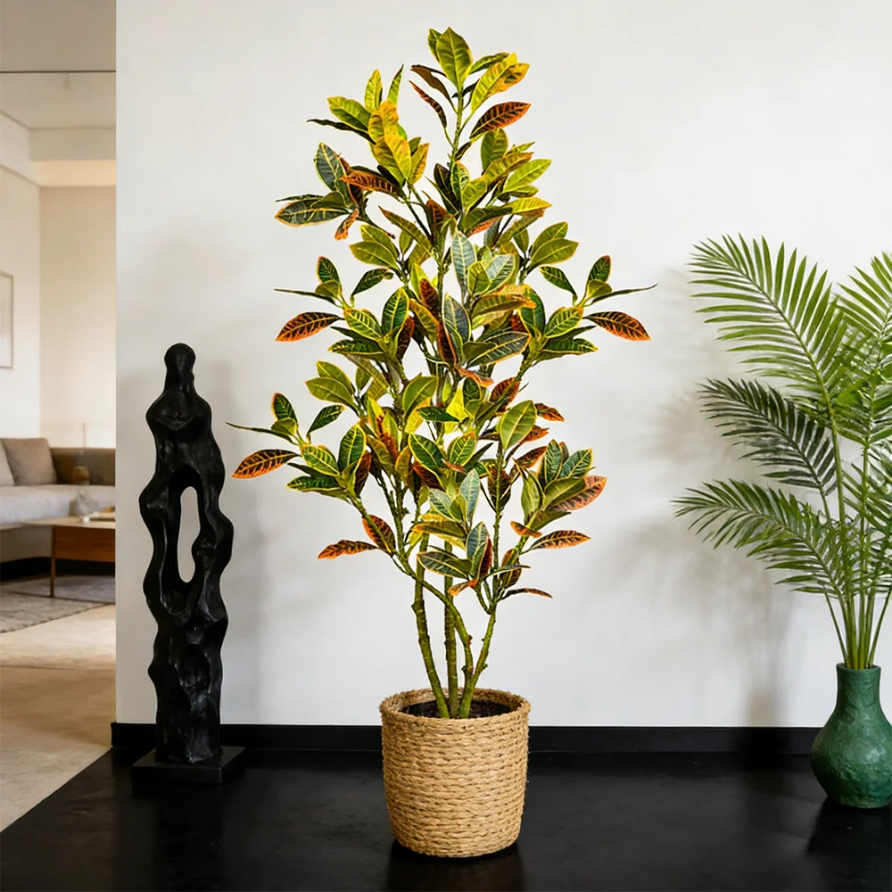80-120cm Großer Künstlicher Banyanbaum Künstliche Ficus-Pflanzen Plastikbaum-Blätter Hoher Geigenfeigenbaum für Heim-, Party- und Hochzeitsdekoration – Detail 1