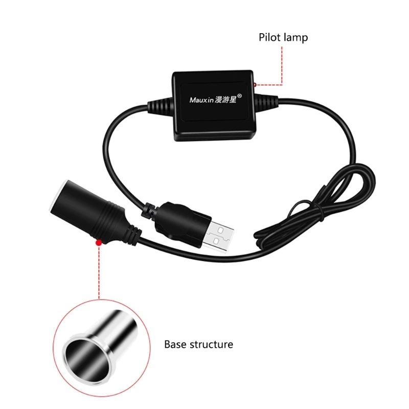 Adaptador USB 5V a 12V, USB macho a 12V, toma encendedor coche, alimentación