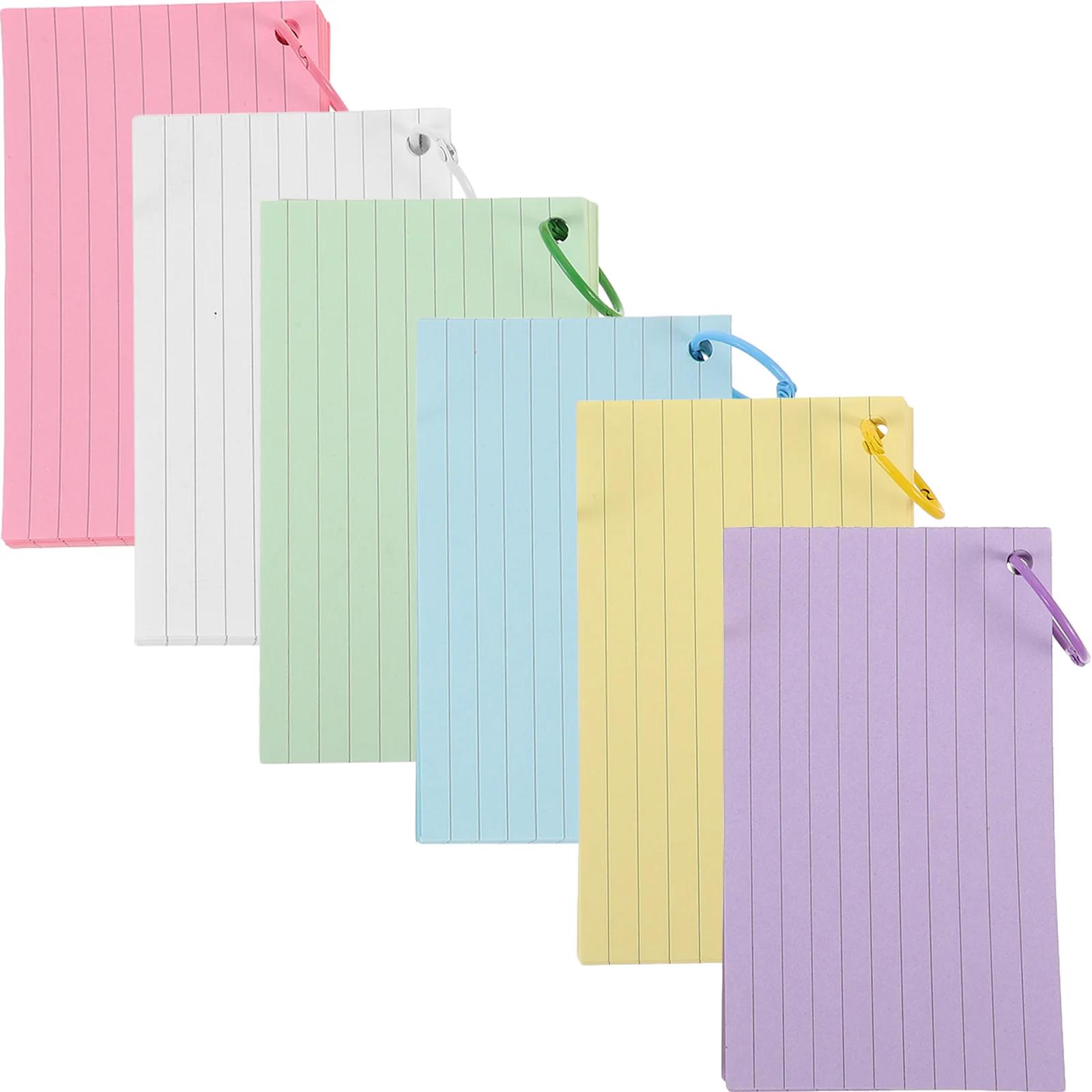 300 Pages Pre Hole Punched Colored Index Cards 6 Color Metal Binder Lined Note Flashcards Portable Blank Memory for Travel