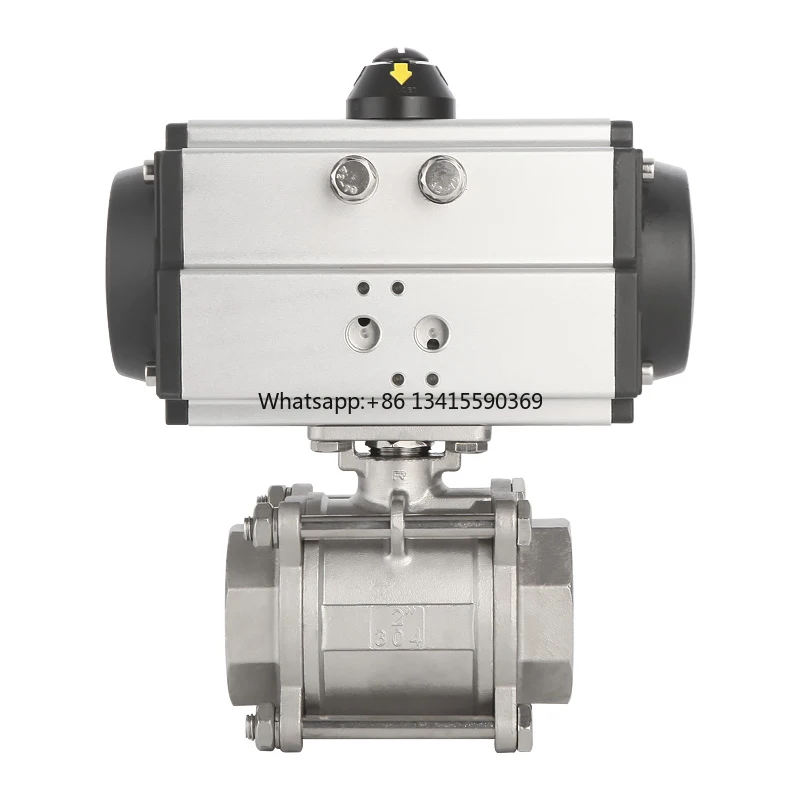 

1 Inch 3 Pcs 2 Way 1000 Wog Stainless Steel 304 Actuated Air Control Ball Valve With Limit Switch Pneumatic Ball Valve