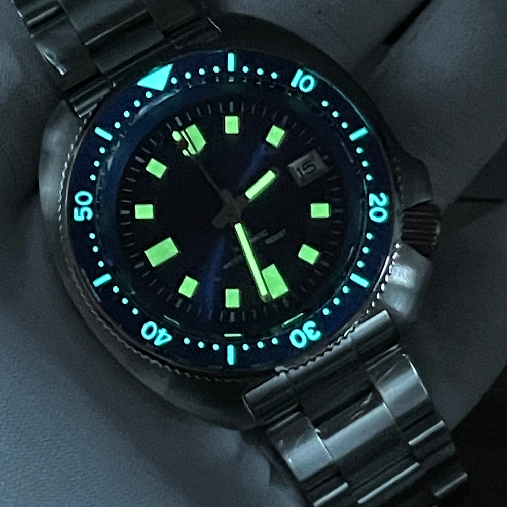 Black Dial Men Mechanical Dive Watch Abalone NH35 Movement Super Luminous 200M Waterproof No Logo Watch with Ceramic Bezel