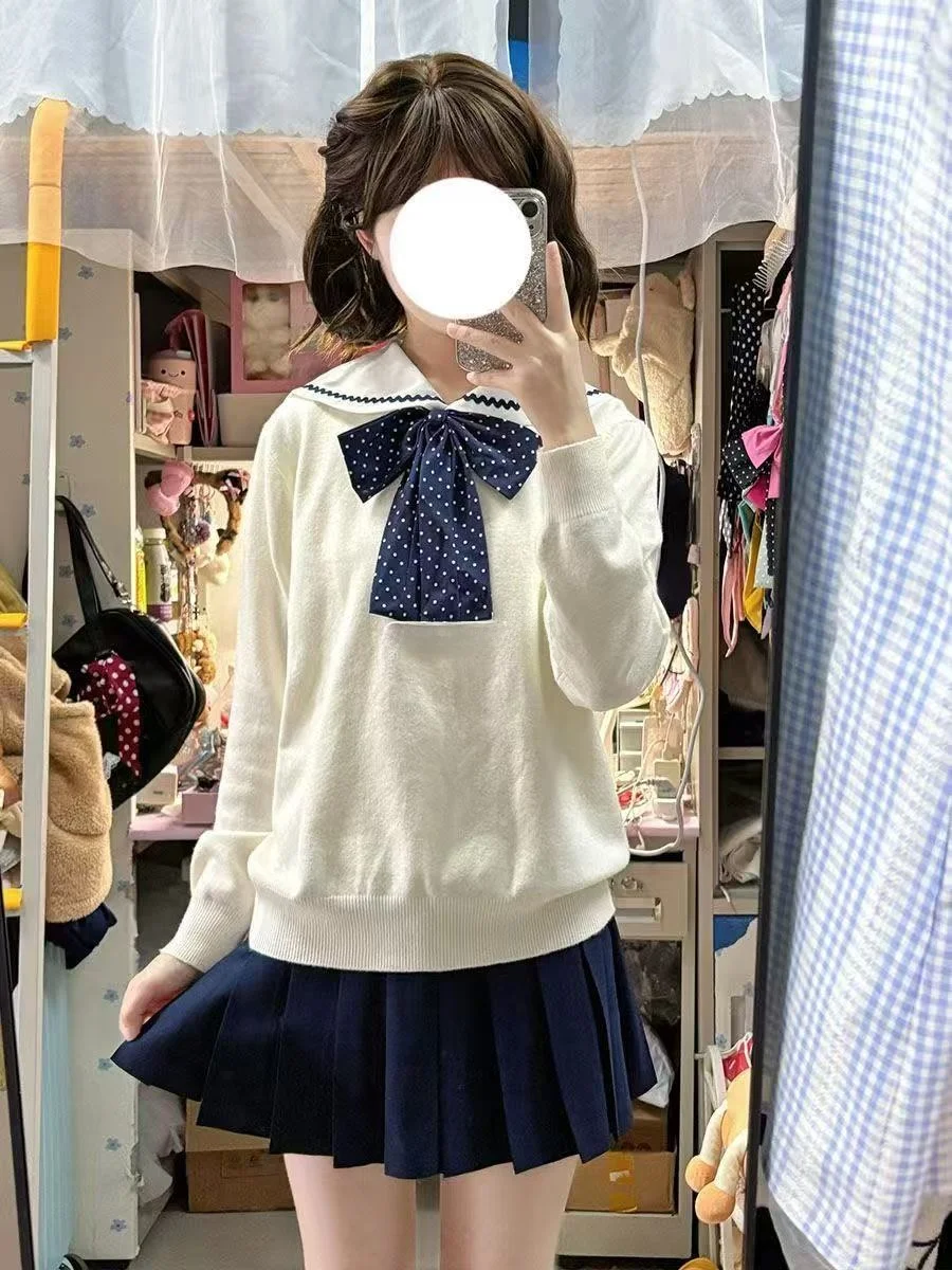 

Осенне-зимний оригинальный вязаный свитер JK orm V-Ne, белый универсальный свитер с верхом, студенческий длинный свек, футболка...