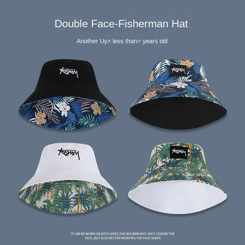 

Fashion Japanese Bucket Hat Double-sided Bucket Hat Men Women Summer Basin Cap Hip Hop Graffiti Fishing Fisherman Hat