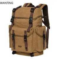 KAUKKO Vintage Casual Polyster And Leather Rucksack Backpack