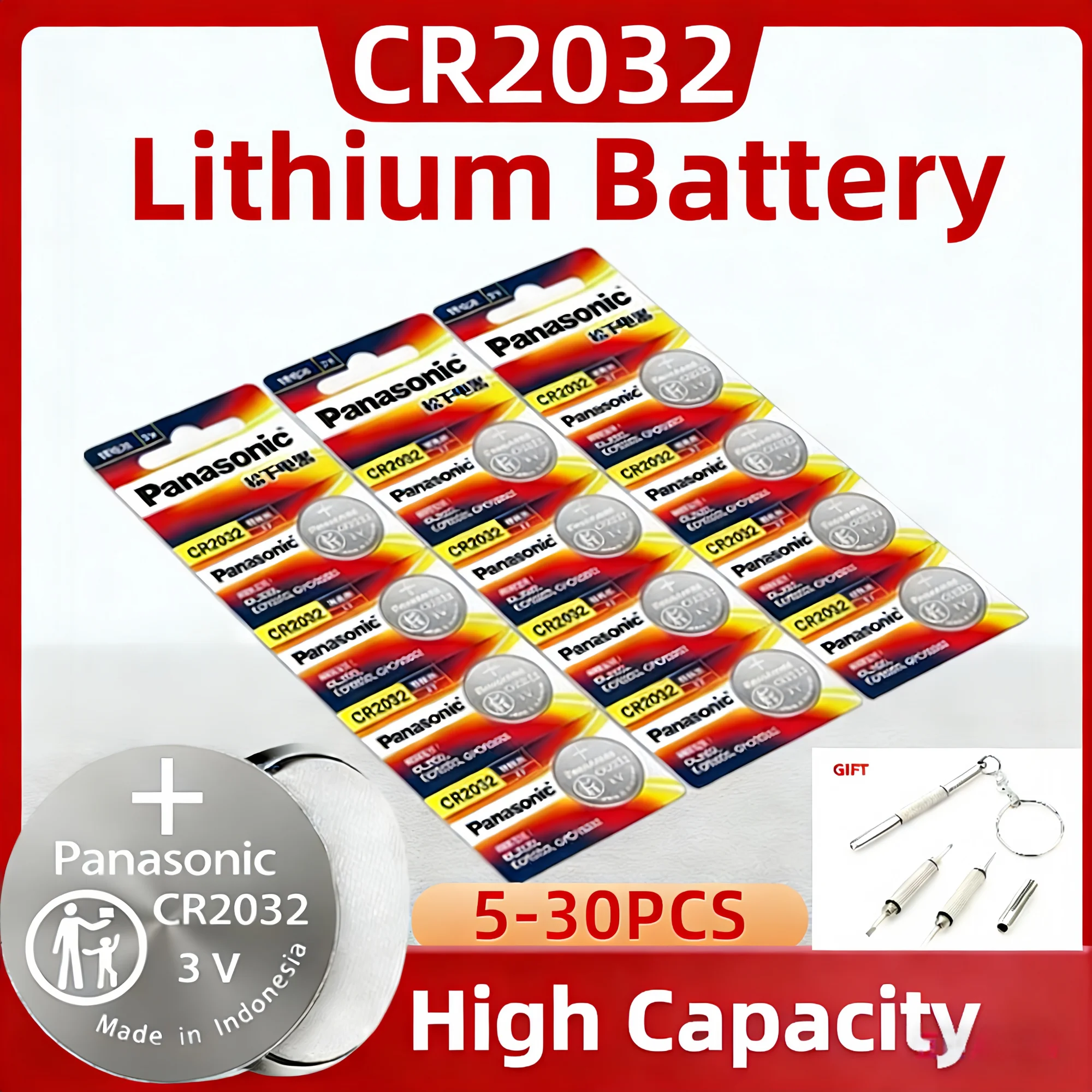 Batería de litio Original PANASONIC CR2032 CR 2032 3V, 5-30 Uds., para reloj, calculadora, reloj, Control remoto, juguetes, botón, monedas, celda