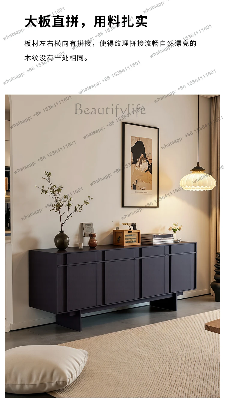 خزانة جانبية لتناول الطعام من الخشب الصلب على طراز العصور الوسطى، حجم منزلي لغرفة المعيشة، خزانة شرفة للتخزين على الطراز القديم #6