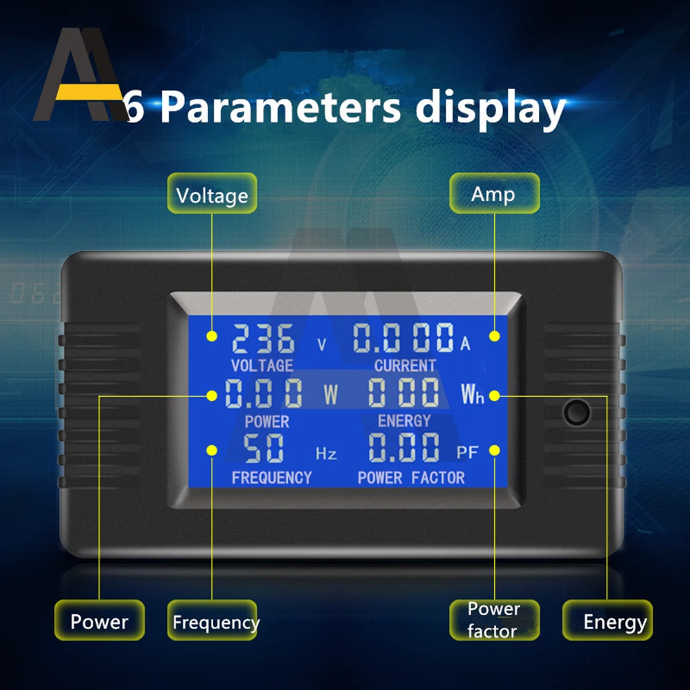 

6in1 220V AC Single Phase Digital Panel Amp Volt Current Meter 32A 63A Watt Kwh Power Factor Energy Meter with Coil CT/Split CT