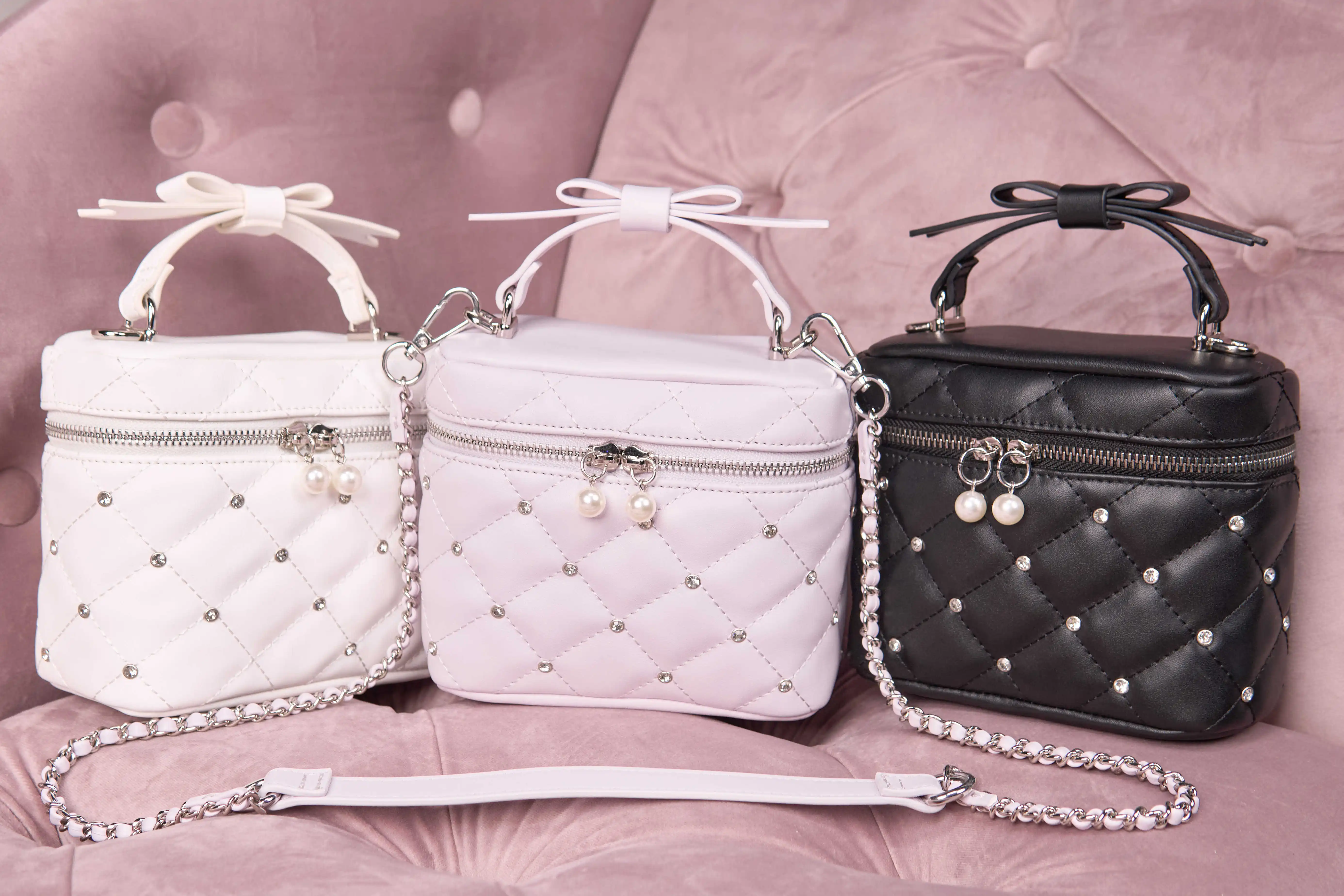 Japanese Mass-produced Mine Single Shoulder Messenger Bags Soft Girl Original Sweet Cute Lolita Bow Rhinestone Handbag for Women