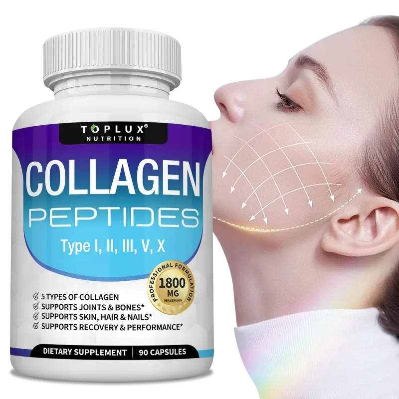 

Collagen Peptides 1800mg - Improves Skin Texture and Moisturizes It, Maintains Healthy Skin, Hair, and Nails, Antioxidant