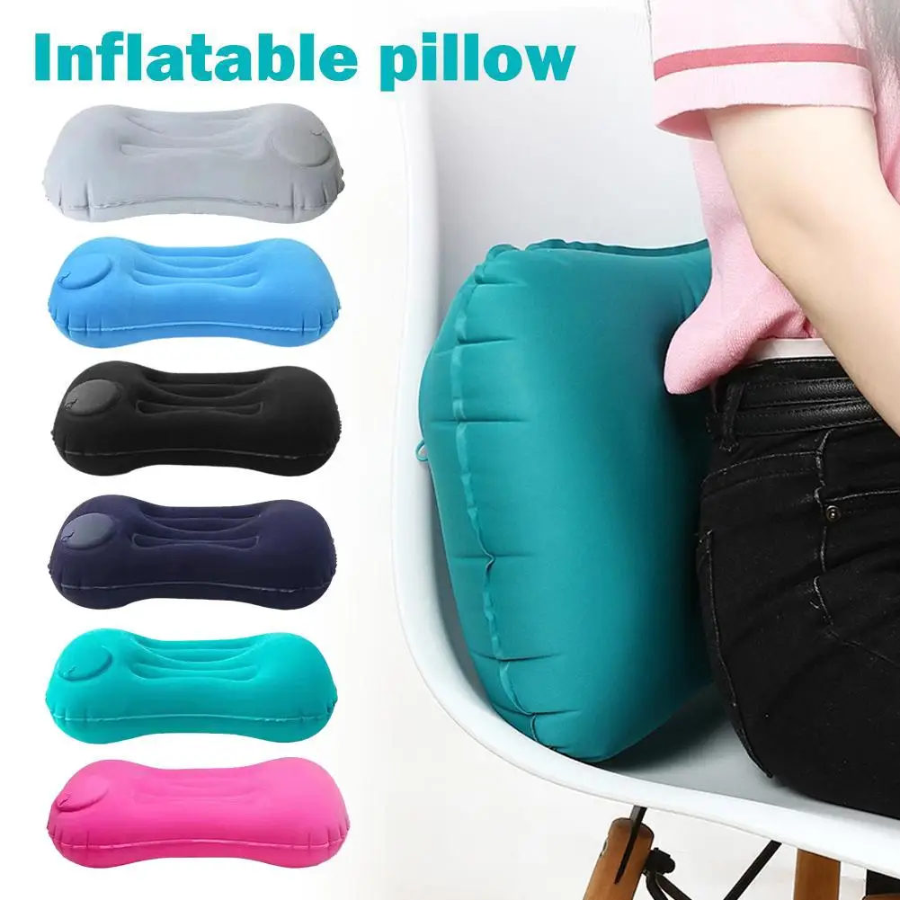 Portable Inflatable Pillow Press Type Inflatable Air U-shaped Neck Pillow Outdoor Travel Inflatable Backrest Cushion For Camping