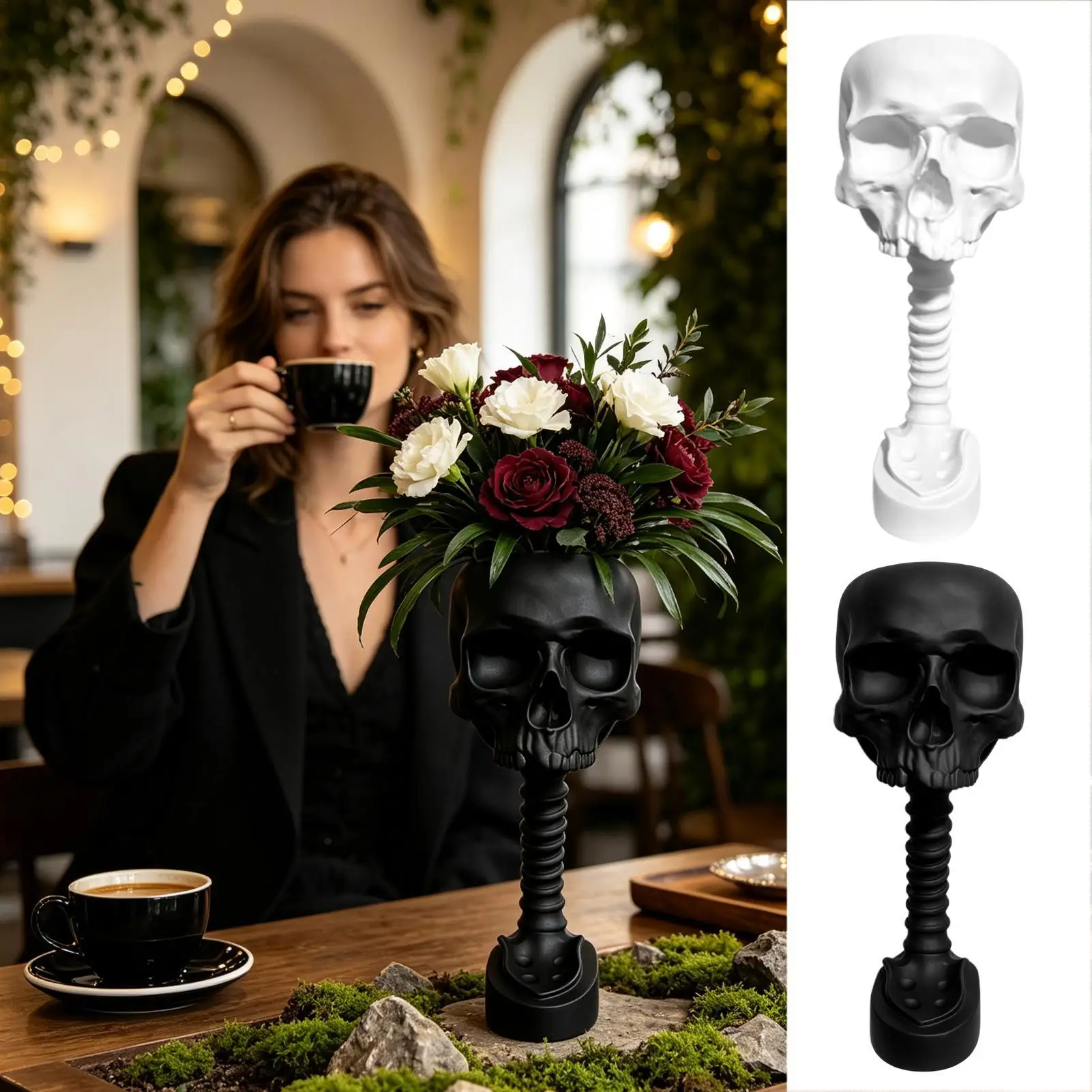 resin Gothic Skull Planter Vase Sculpture Skull-shaped flower pot Skull Planters Table Centerpiece Skull Planter Container
