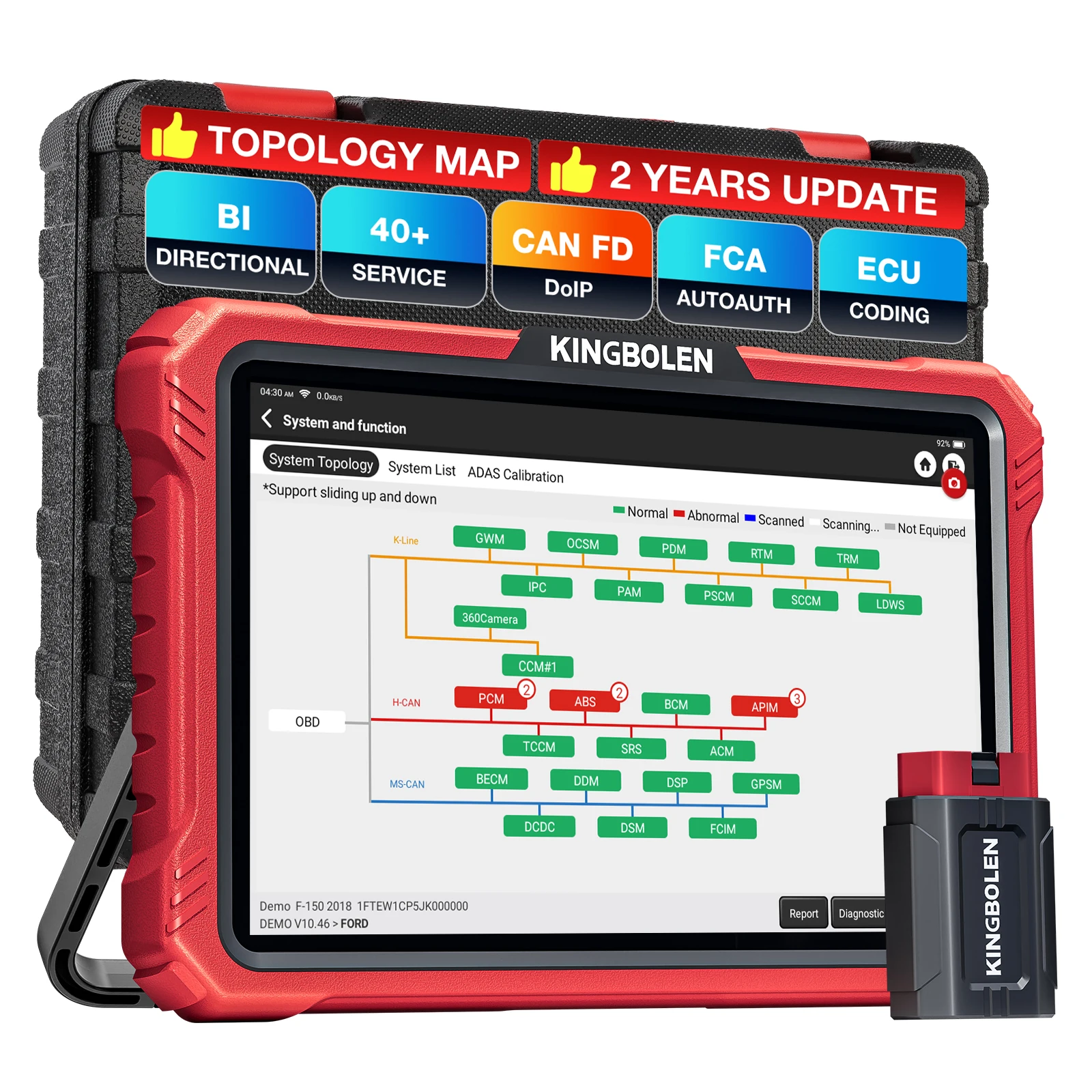 KINGBOLEN K10 PRO CAN FD DoIP All System Car Diagnostic Tools 40 Reset Topology Map ECU Coding Active Test pk LAUNCH
