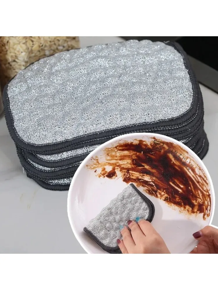 قماش الأطباق طبقة مزدوجة سميكة غير النفط منشفة أطباق تجوب القماش ماصة خرقة الفضة الحرير غزل القطن غسل الصحون 12*16 سنتيمتر أداة