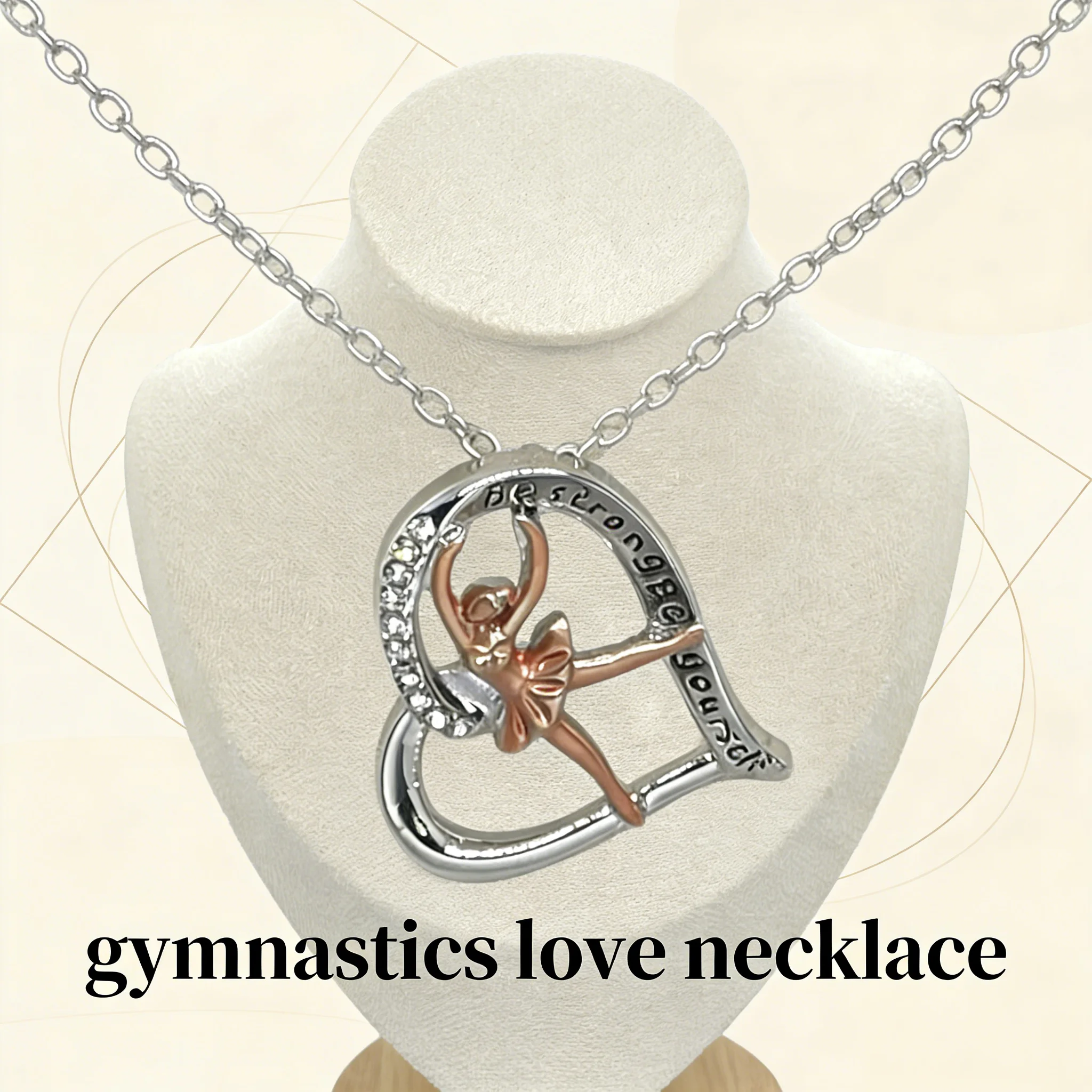 Zinc Alloy Two-Tone Ballerina Heart Necklace 