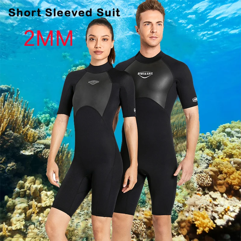 

2MM Neoprene Diving Suit Men Women Scuba Diving Wetsuits Short Sleeves Suit Snorkeling Swimwear Beach Warm Jellyfish Clothing