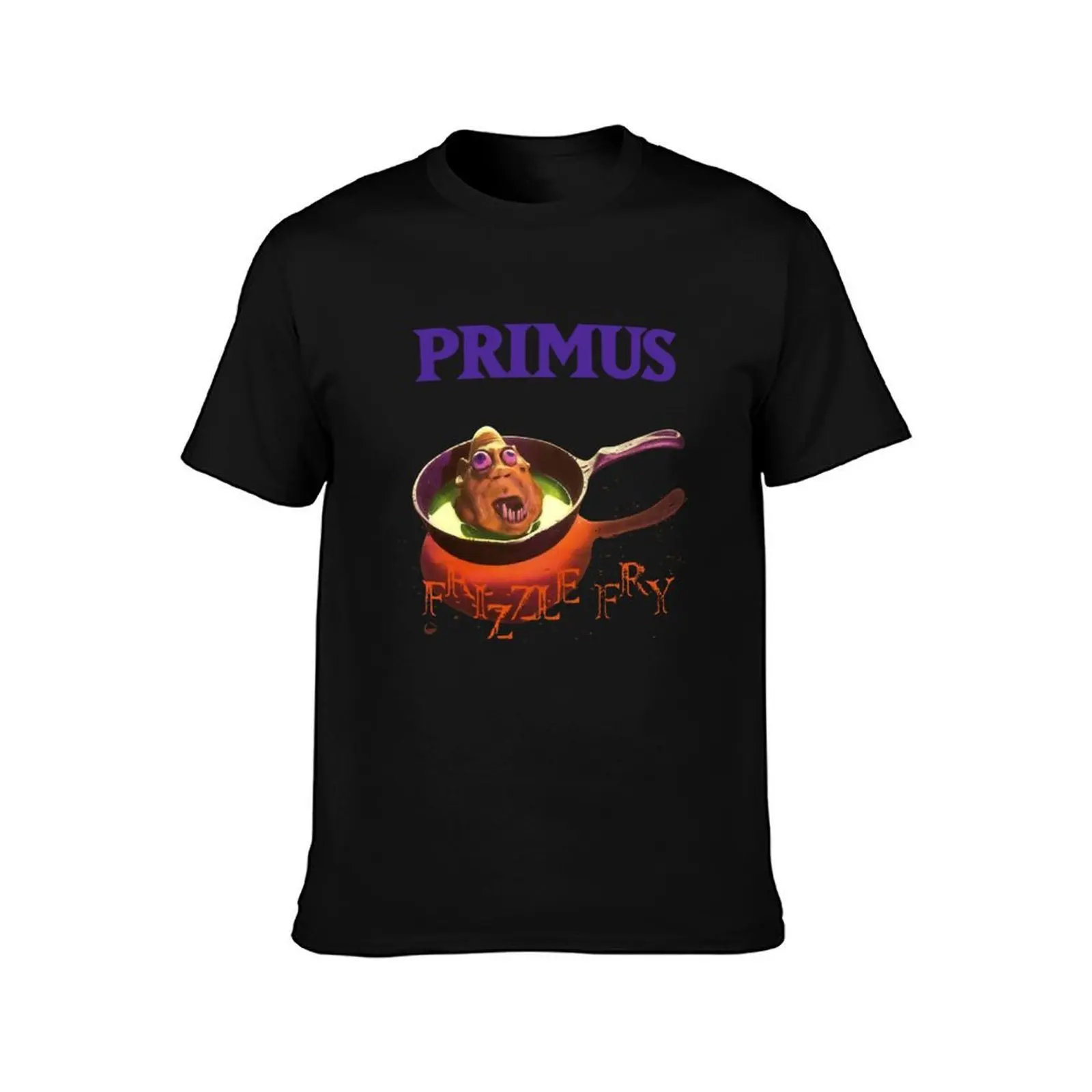 primus frizzle fry T-Shirt, Summer Casual Cotton Tee, Oversized Streetwear Tops, Vintage Graphic Print, Loose Fit Short Sleeve