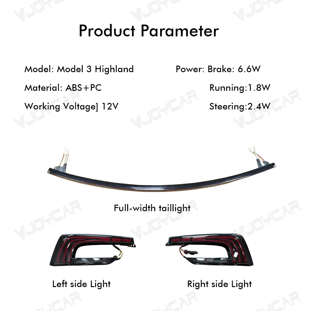 VJOYCAR per il modello 3 Highland Fanale posteriore a larghezza intera Lampada posteriore a LED Luce freno Segnale di svolta per gruppo fanale