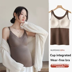 New Fashion Pregnant Women's Warm Vest Wear A Top Autumn And Winter No Need To Wear A Bra Pregnant Woman Breastfeeding Camisole