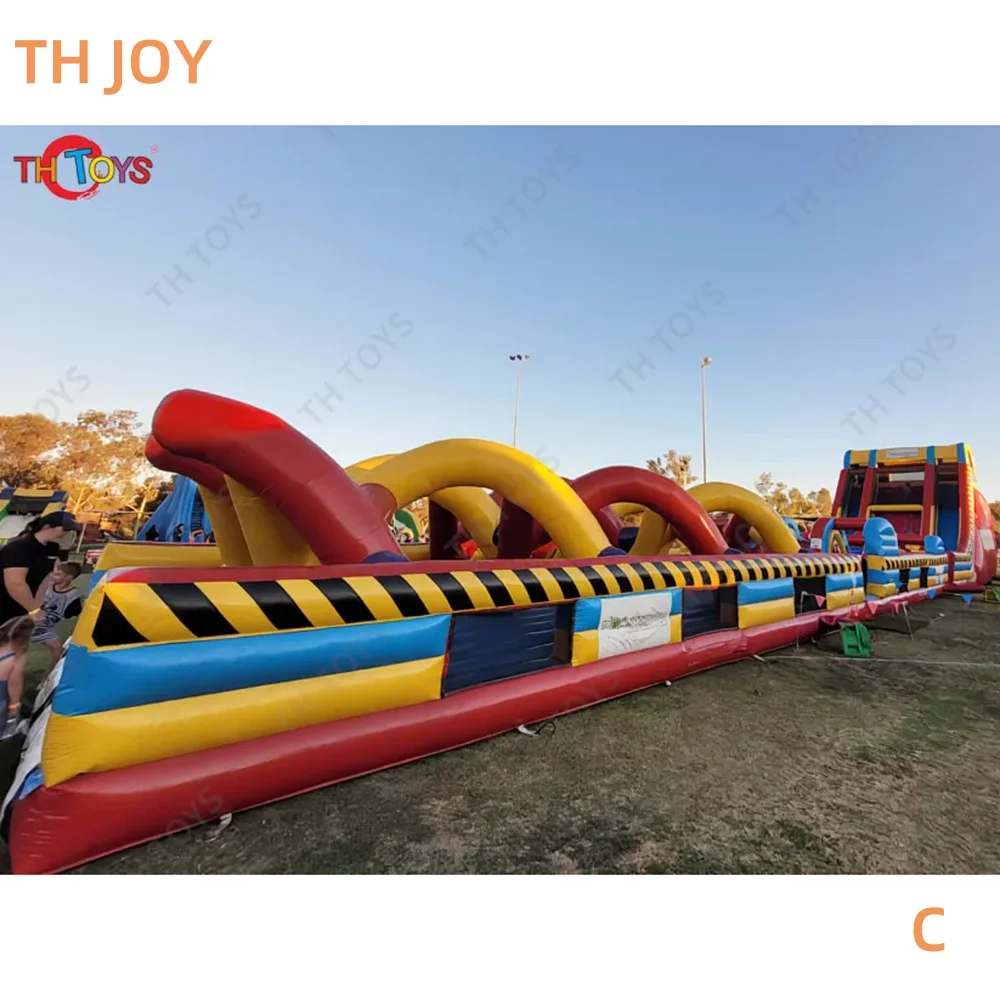 Envio gratuito para o porto marítimo, parque de diversões inflável comercial crianças adultos ao ar livre curso de obstáculo inflável slide jogos esportivos