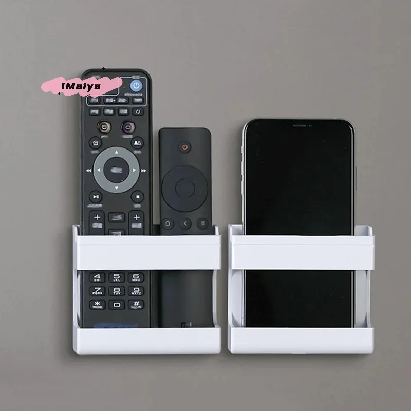 Remote Control Holder Adhesive Punch-free Socket Holder Without Drilling Mobile Phone Charging Living Room Organizer Storage Box