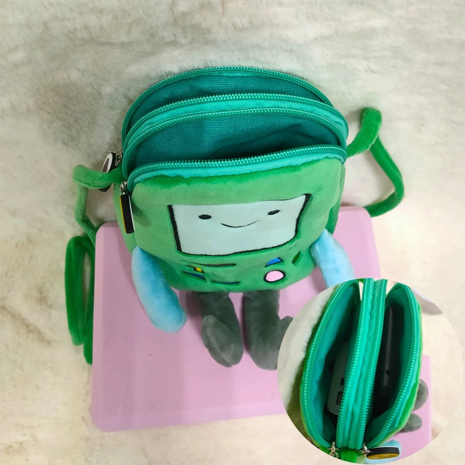 New Cute Anime Adventure Time BMO Kids Boys Plush Messenger Bag Stuffed Crossbody Bags For Women