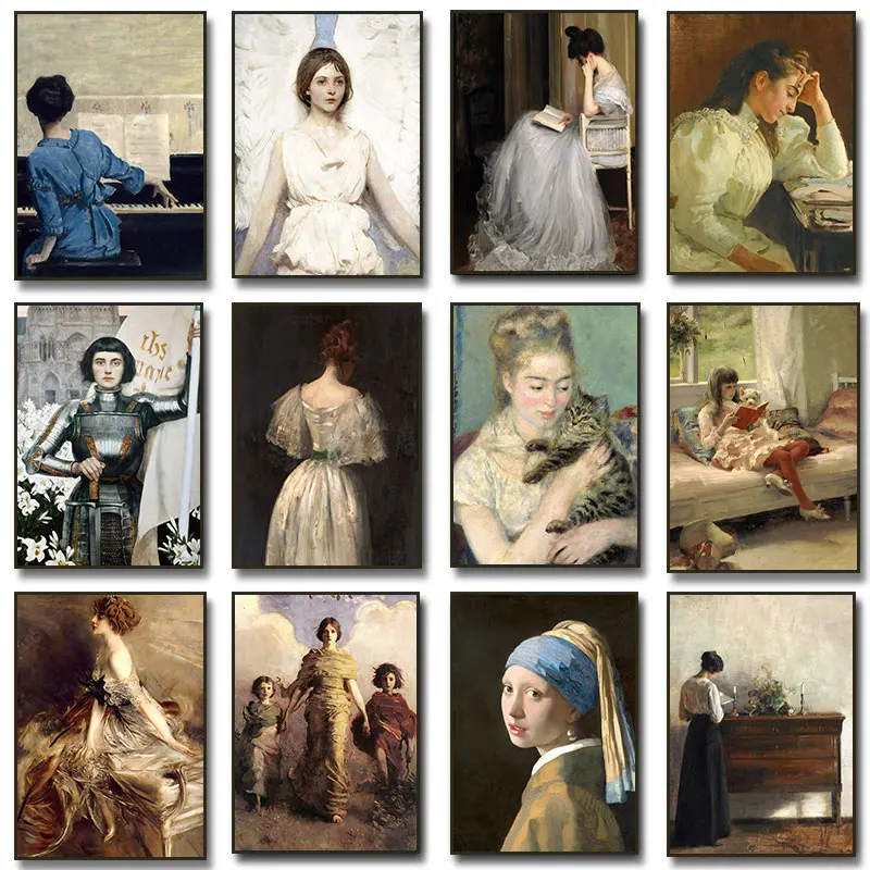 Porträt-Poster Dekadente Junge Frau Viktorianische Frau Van Gogh Leinwandgemälde Vintage-Kunstdruck Impressionistische Raumdekoration