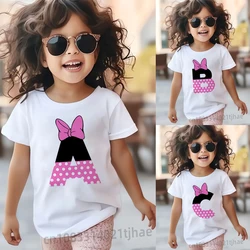 Disney Mickey Mouse Minnie ABC Letters Mouse Kids Tshirts for Girls Birthday T Shirts Baby Party Tops Children Clothes